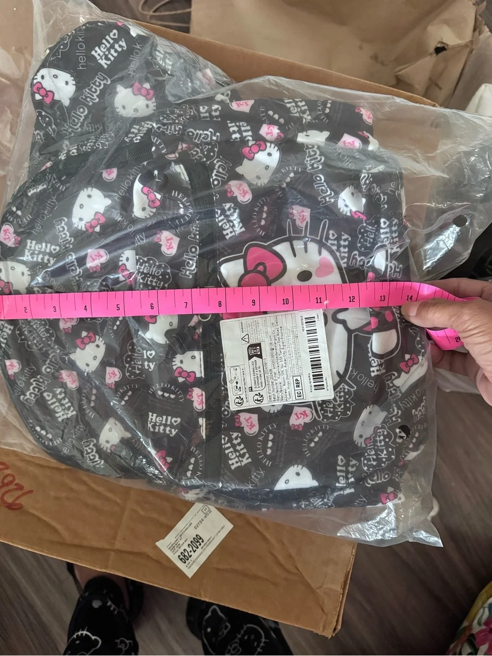 Hello Kitty Black and Pink Kids Backpack with Character Print